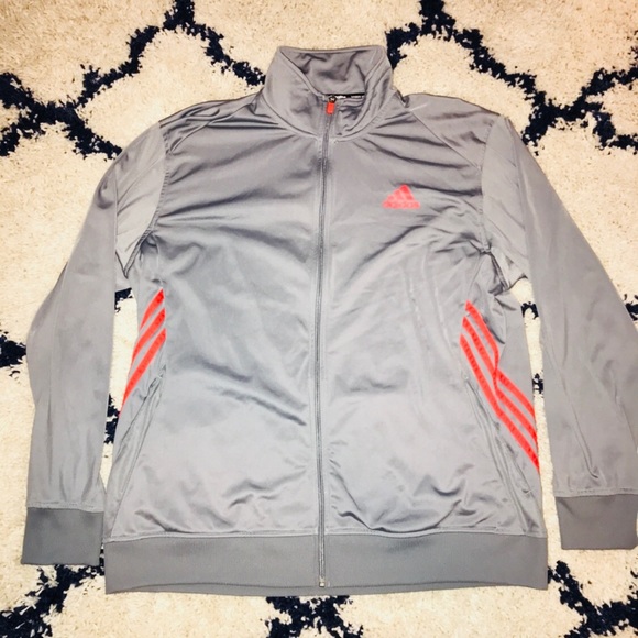 grey and red adidas jacket